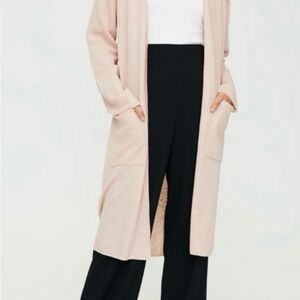 Aritzia Babaton Lance Longline Wool Blend Open Cardigan